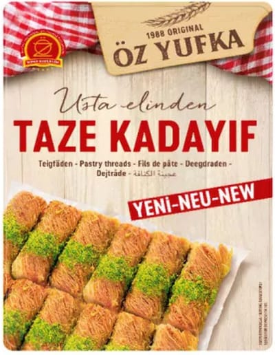 Öz Yufka Verse Kadayif 400 gr - Öz Yufka Taze Kadayif 400 gr - Öz Yufka Fresh Kadayif 400 gr - Öz Yufka Verse Kadayif 400 gr - Geschikt voor pistache creme / Dubai Chocolade en Kunefe - Dubai Reep