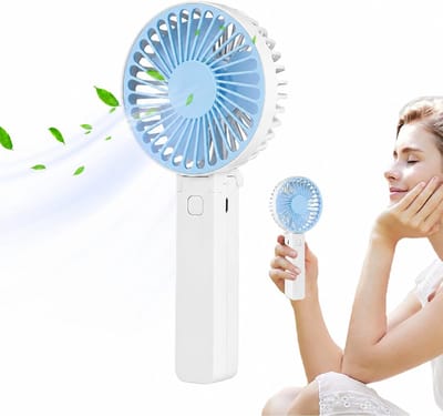Handventilator Blauw | 180° Draaibare Vouwventilator | Oplaadbare Mini Fan met 3 Standen | Lichtgewicht & Stil | USB Draadloze Tafelventilator | voor Werk, Wandelen, Reizen, Kantoor & Buiten | Lange Accuduur