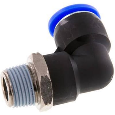 1/2'' x 3/8'' NPT 90 graden L-verbinding Messing/PBT Insteekfitting Buitendraad Draaibaar NBR [2 Stuks]