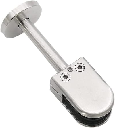 Glasklem Beugel - Glazen Houder - Vaste Bevestiging - Roestvrij Staal - 40 mm Staafhoogte - Zilver