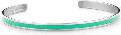 Key Moments 8KM-B00527 Stalen Open Bangle - One-size (60 x 50 x 4 mm) - Zilverkleurig / Mint
