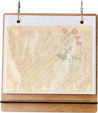 Houten Fotoalbum met Vouwframe en Tafelkalender, Compact en Ruimtebesparend voor Foto's en Herinneringen