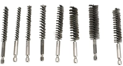 Dailygoods- Pijpborstel Set 8 Stuks - 304 Roestvrij Staal - Buisborstel - Schoonmaakgereedschap - Onderdeel Ontbramen - Lichtgewicht 147g - Borstelset