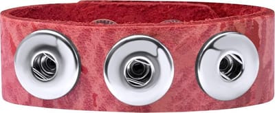 Quiges Dames Leren Armband voor 18mm Drukknopen/Chunks Rood 18.5-20.5cm - EBM127