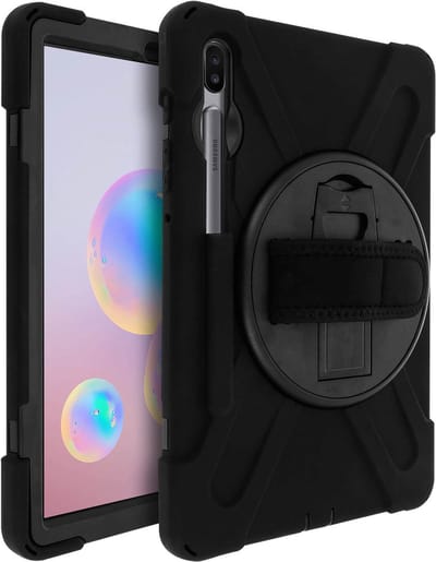 Avizar Hoesje Geschikt voor Galaxy Tab S6 10.5 Hybride met Draaibare Handgreep en Standfunctie, Zwart