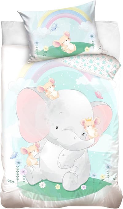 Olifanten BABY Dekbedovertrek - 90 x 120 cm - Katoen