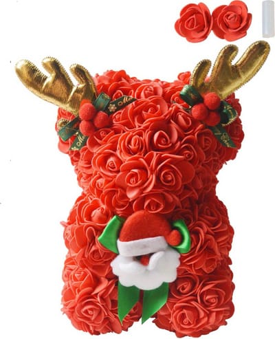 Nivard Rozen Teddy Beertje - Rozen Beer - Rose Bear - Valentijn Cadeautje Voor Haar & Hem - Vrouw - Rood - XMAS Editie