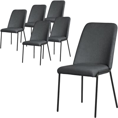 Eetkamerstoelen set van 6 antraciet met rugleuning, gestoffeerde stoelen voor eetkamer & keuken ML-Design