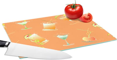 Glazen Snijplank - 28x20 - Cocktail - Oranje - Design - Snijplanken Glas