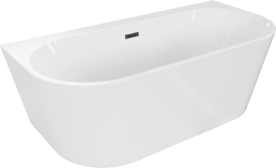 Mexen Oval+ vrijstaande tegen de muur aan liggende badkuip 170 x 80 , wit, zwarte overloop - 52681708000-70