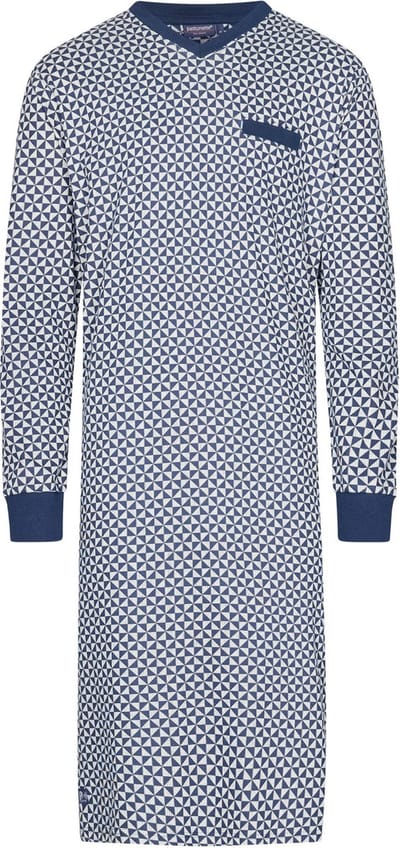 Pastunette for Men - Heren Nachthemd Victor - Wit / Blauw - Katoen - Maat S