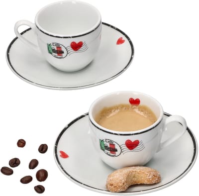 2x espressokop met 2x schotel Caffee Amore voor 2 personen - 412840