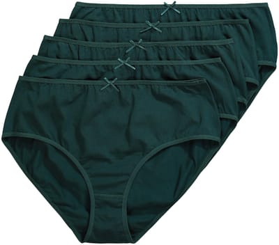 Ulla Popken - Dames - Midislips set van 5 effen - Middernacht groen - Maat 46+