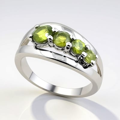 Cavill - Zilveren Ring 925 Sterling Zilver - 1,035 Ct Keniaanse Vesuvianiet Rondslijpsel - Elegante Ovale Ring - Stijlvol Sieraad