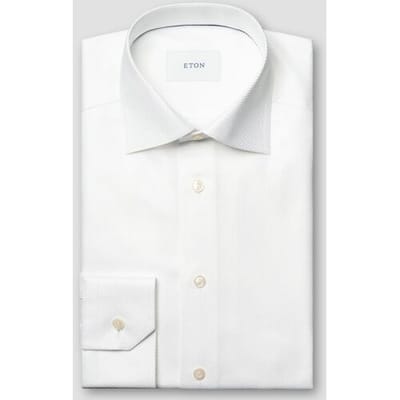 Eton Overhemd Organic Cotton King Twill Natural 3D Effect Texture Wit / male