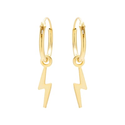 WeLoveSilver - Goldplated oorbellen – Zilveren oorringen met bliksemschicht hanger