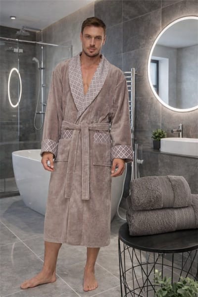 Heren Badjas Damian / Stone/ 4XL