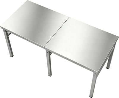 Opvouwbare Werktafel - Stalen Tafel - Commercieel Gebruik - Ruim Werkblad - 160x60x55cm - Zilver