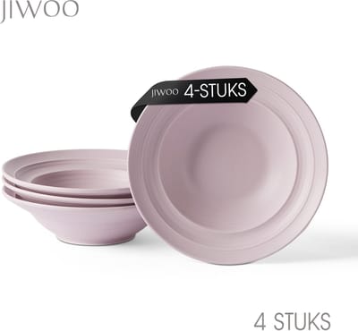 Pastabord set van 4 (Ø21,2cm / 8,5inch), Diepe borden, Soepborden, Serviesset 4 persoons, Geschikt voor restaurants, hotels, banketten, familiefeesten, en picknicks, Magnetron-vaatwasserbestendig, Keramiek