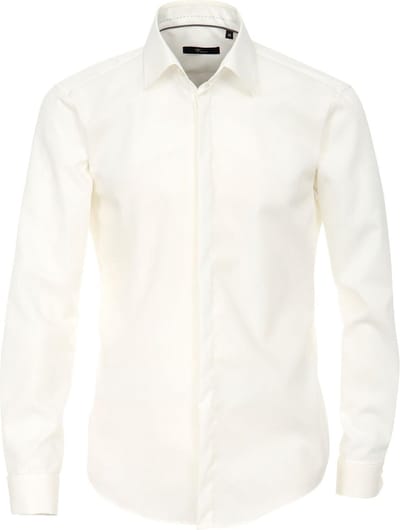 VENTI modern fit smoking overhemd - dubbele manchet en Kent kraag - popeline - beige - Strijkvrij - Boordmaat: 42