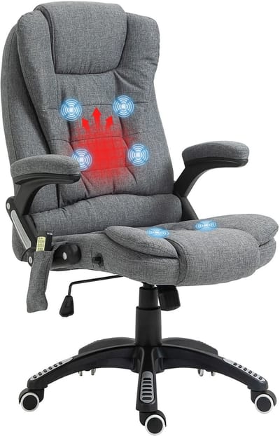 Roossentials massagestoel - Ligstoel - Massage ligstoel - Relaxstoel - Relaxfauteuil - TV-stoel - Met 6 Massagepunten - Liggende rugleuning tot 130 ° - Grijs
