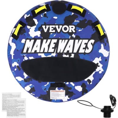 VEVOR Sleepbare Tube voor boten, opblaasbare boottubes en sleepbare tubes voor 1-2 personen, 340 lbs, 51,8 inch ronde watersport sleepbare tube voor het trekken van boten, volledige nylon hoes