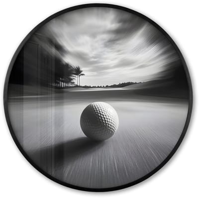 Poster in lijst Rond - Fotolijst 60x60 cm - Posters - Golfbal - Wazig - Zwart - Ronde posterlijst zwart - Decoratie - Wanddecoratie woonkamer - Muurdecoratie slaapkamer