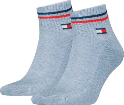 Tommy Hilfiger unisex kwartsokken in retro-design, enkelhoog, set van 2