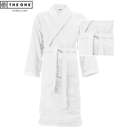 The One Towelling Organic Badjas - L/XL - Kamerjas - Hoge vochtopname - 420 gr/m² - 100% Biologisch gekamd katoen - Wit