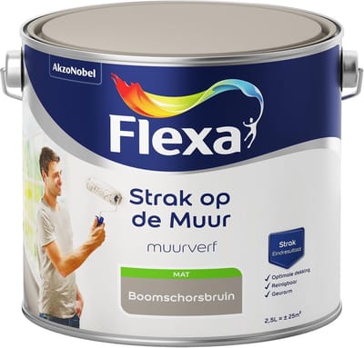 Flexa - Strak op de Muur - Watergedragen - Mat - boomschorsbruin - 2,5 liter