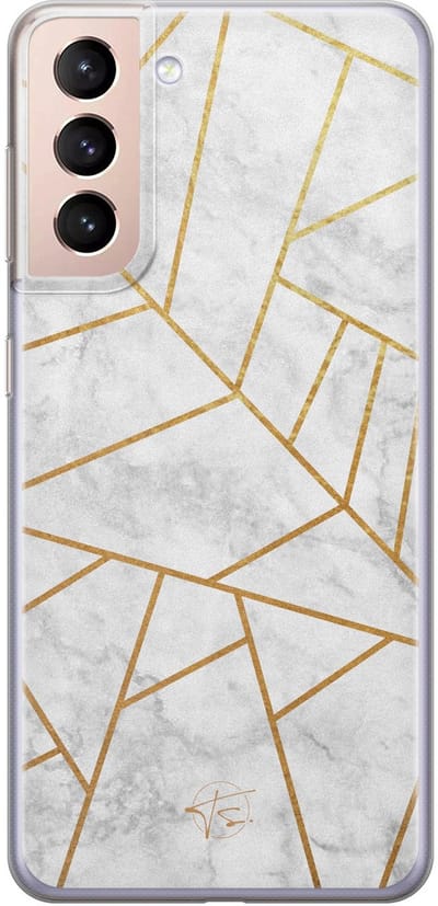 Hoesje geschikt voor Samsung Galaxy S21 Plus - Geometrisch marmer - Soft Case - TPU - Marmer - Grijs - Mooie Telefoonhoesjes