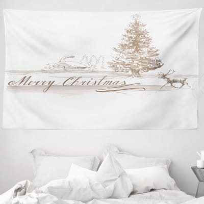 ABAKUHAUS Kersttapijt, romantische vintage nieuwjaarsscène met rendieren, 230 x 140 cm, bruin