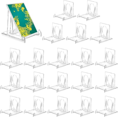 Acryl standaard 20 stuks voor kunststof borden - transparant decoratieve standaard - verstelbaar - elektronische productfoto - 65 x 5 x 55 cm - decoratieve bordenhouder.