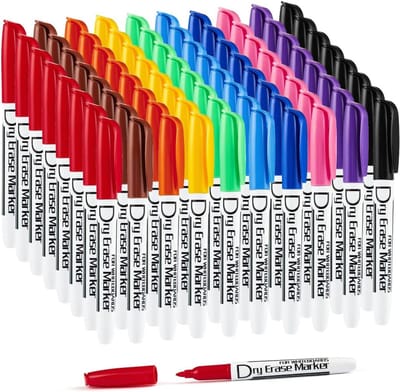 Whiteboard Markers Dunne Punt - Droogwisbare Markers - Multicolor - Lage Geur Formule - Sneldrogend - Voor Kantoor en School