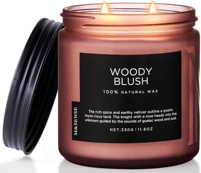 Geparfumeerde Sojawas Kaars in Glas - Rose & Vetiver, 2 Lonten, 70 Uur Brandtijd, 330 g