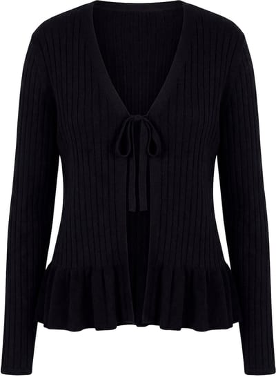 MIAMODA - Dames - Vest nauwsluitende pasvorm volants - Zwart - Maat 46+