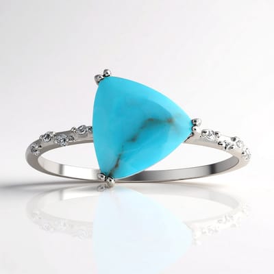 Cavill - Zilveren ring - 925 Sterling zilver geplatineerd - Turkoois 1,2 ct Driehoek Trilliant - Elegante dames ring met zirkonia