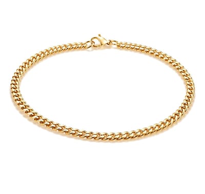Stalen heren armband LGT JWLS Gourmet schakel Goudkleurig 3mm-23cm
