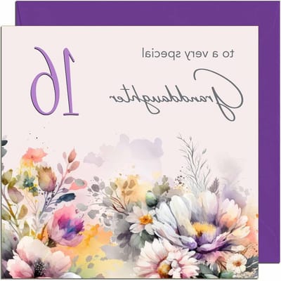 Verjaardagskaart Kleindochter - 16e Verjaardag Kaart - Gelezen Boodschap - Dikke 350gsm Kaart - 145 x 145mm - Paars