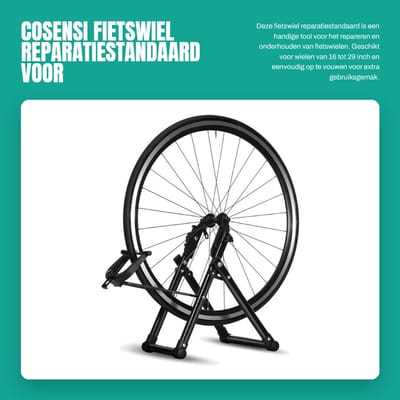Dailygoods- Fietswiel Reparatiestandaard - Opvouwbare Montagebeugel - Achter Wielcentreerhouder - Geschikt voor Wielen 16-29 Inch - Hoogwaardig Aluminiumlegering - Stabiele Driehoekige Structuur - Fietswielhouder