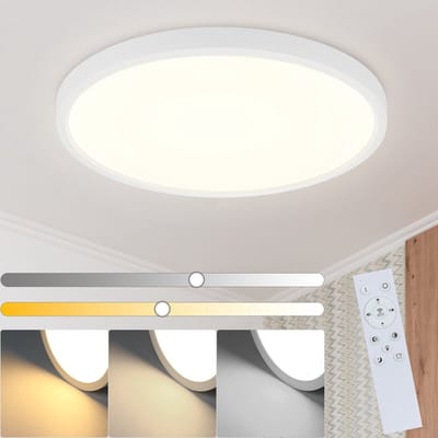 NETTLIFE Plafondlamp LED - wit - rond - 3000-6000K Dimbaar - 30cm - Moderne Plafondlamp plat - IP44 Waterdicht - met Afstandsbediening - 20W - voor Badkamer | Woonkamer | Slaapkamer | Keuken