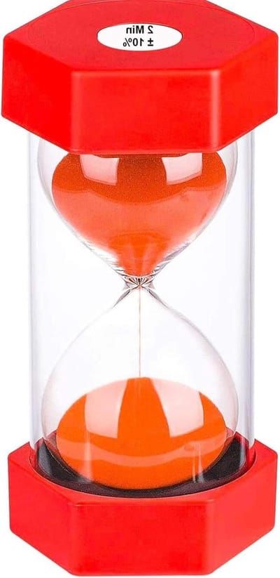 Zandloper 2 Minuten - Zandklok Timer - Kinderen Spelletjes - Onbreekbaar Ontwerp - 132 cm Hoog - Rood