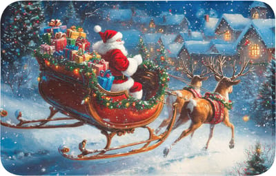 Badmat 80x50 cm - Antislip - Kerstman - Rendier - Kerst - Sneeuw - Badmatten voor badkamer - Badkamermat - Douchemat - Badkamer mat