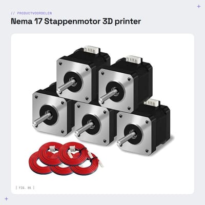 Dailygoods - Nema 17 Stappenmotor - 3D printer - Hoog koppel - 42 x 38 mm - 4 kabels - Geschikt voor Creality CR-10 en Ender 3 - Pakket van 5 stuks