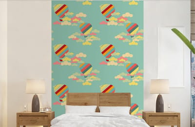 Behang - Fotobehang Luchtballon - Patronen - Baby - Breedte 140 cm x hoogte 220 cm