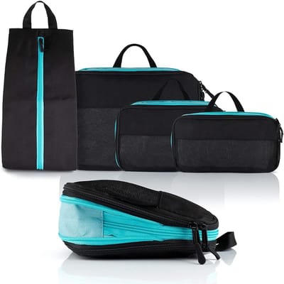 Famanu – Compressie packing cubes set - 4-delig - met dubbele vakken en speciale ritsen - ruimtebesparende reisorganizers voor rugzak en koffer