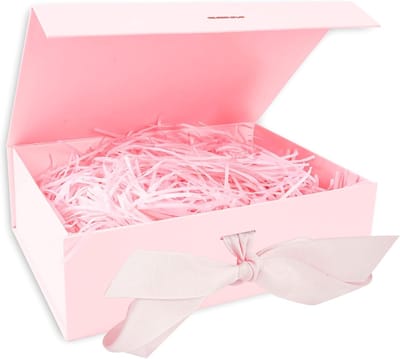 Roze Geschenkdoos met Lint en Magnetische Sluiting, 25,9 x 19 x 8 cm - Elegante Verpakking voor Alle Gelegenheden