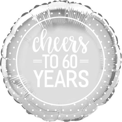 Haza Original Folieballon "cheers To 60 Years" Zilver