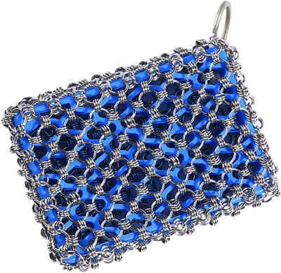 Gietijzeren Pan Scrubber - Kettingmail Schrobber - Afwas Reinigen - Roestvrij Staal - 12x8x2 cm - Zilver