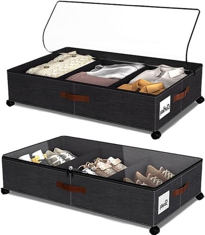 Ruimtebesparende Opbergbakken met Wielen voor Onderbed, Ideaal voor Kleding, Speelgoed en Schoenen - Set van 2